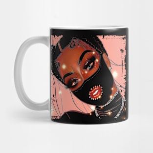 Afro Baddie Mask Makeup Glossy Sparkle Glitter Mug